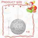 4 Pcs 4.7" Sequin Ornaments, Glitter Christmas Ball Ornaments, Sparkle Christmas Ornaments Christmas Ornaments Tree Decorations Silver Christmas Hanging Ball for Holiday Indoor Outdoor Decor