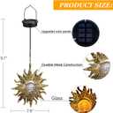 2 Pack Garden Decor Hanging Lanterns Outdoor Waterproof,Solar Lights Metal Sun Gifts Decoration for Yard Clearance Front Porch Lawn Driveway Patio Backyard Pathway Gardening Gift