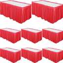 Tegeme 8 Pieces 29 in x 14 ft Plastic Table Skirts for Rectangle Tables Disposable Ruffle Table Skirts with Adhesive Strip for Party Wedding Reception Birthday baby shower (Red)