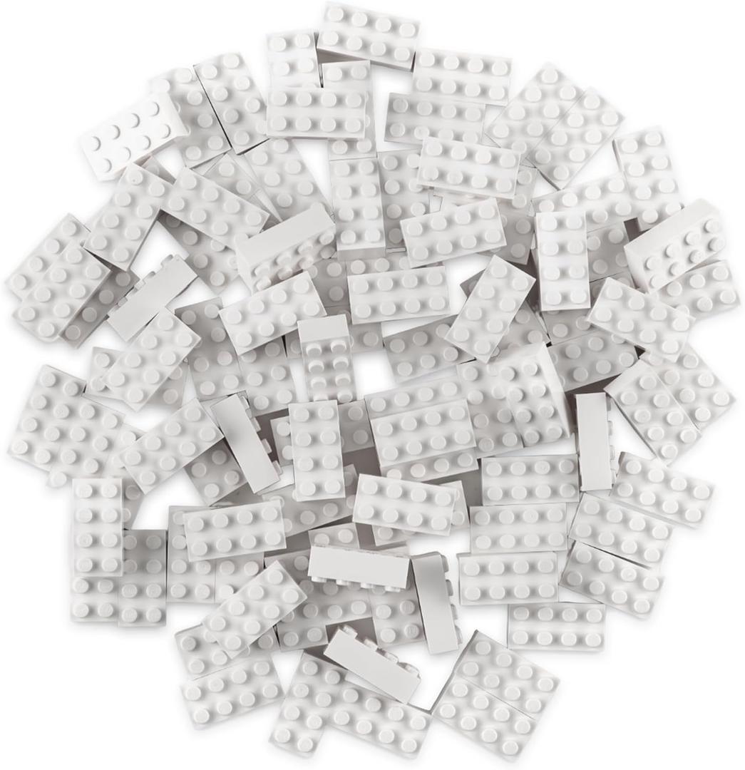 Strictly Briks Classic Bricks Starter Kit - Creative Building Blocks Set - Stackable White 2x4 Kids Blocks - Compatible with Major Brick Brands - 96 Pieces, White