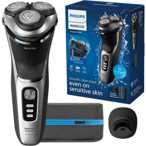 Philips Norelco Shaver 3900 Series, Wet and Dry Electric Shaver, P-Cap, Travel Pouch, Charging Stand, Storm Blue, Model S3341/92 Philips Norelco Shaver 3900 Series, Wet and Dry Electric Shaver, P-Cap, Travel Pouch, Charging Stand, Storm Blue, Model S3341/92