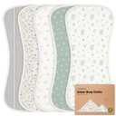 Organic Burp Cloths Baby Boy & Girl - 5-Pack Super Absorbent Cotton Burping Cloths for Babies, Soft & Plush Newborn Spit Up Rags, Infant Towels for Milk Spit Up, Unisex, Large 21" x 10" (Prairie)