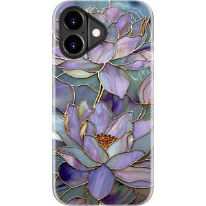 ZADORN for iPhone 17 Case Cute - Wireless Charging Compatible - Dual-Layer Soft Silicone + Hard Shell - Trendy Floral Design - Glossy Phone Cover for Women - Blooming Purple Lotus