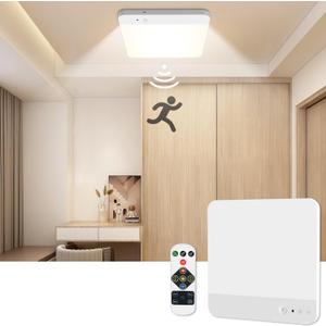 TOOWELL Rechargeable Closet Lights Motion Sensored - Magnetic Battery Operated Ceiling Lights with Remote, Wireless Sensor Ceiling Light Indoor for Shower Bathroom Pantry Stairs Hallway (1P)