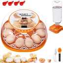 12 Egg Incubator with Automatic Egg Turning and Temperature Control, Automatic Water Adding, LED Egg Candler, Incubators for Hatching Eggs, Chickens, Ducks, Quail