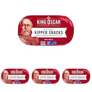 King Oscar Kipper Snacks, 3.54 Ounce Cans (Pack of 12) Lightly Smoked Herring Fillets, Wild Caught Canned Herring, Best By SEP/20/2028