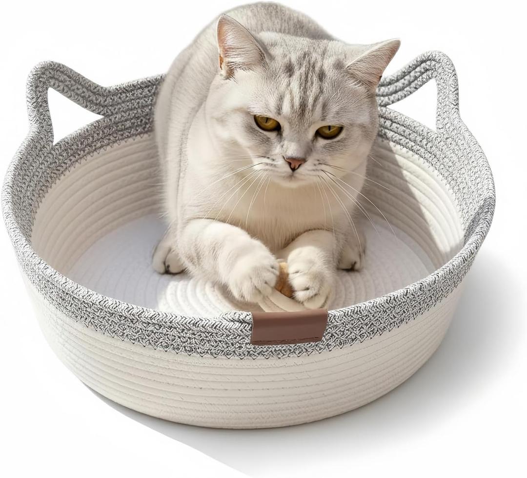 Instinct Basket for Cats - Stimuli Handwoven Cotton Rope Enrichment Bed