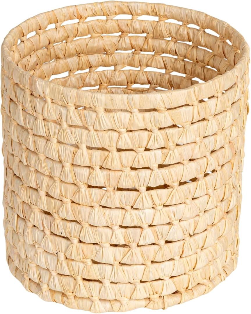 Household Essentials Round Full Corn Leaf Basket, Natural