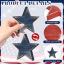 COCHIE 4th of July Decorations Wooden Star Set of 6, Labor Day Decor, Patriotic Memorial Day Tiered Tray Decor, Red White and Blue Veterans Day Decorations for Home Office Table Shelf (Retro Solid)