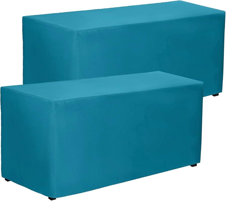 CXPSINC 2 Pack Fitted Table Clothes-96 x 30 Inch Rectangle Tablecloths for 8 Foot Tables, Washable Polyester 4FT Table Cover for Parties, Holiday Dinner, Wedding, Trade Show (Turquoise, 8FT | 2 Pack)