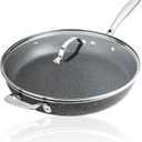 Granitestone Ceraluxe 14 Inch Frying Pan with Lid, Family Sized Large Frying Pan Skillet with Ceramic Nonstick Coating, Non Toxic PFOA Free, Oven and Dishwasher Safe - Black