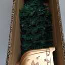 2FT Rotating Musical Tabletop Christmas Tree with Lights, Pre-Lit Green Fiber Optic Mini Xmas Tree with Spinning Music Base for Small Space Home Office Desk Holiday Decor