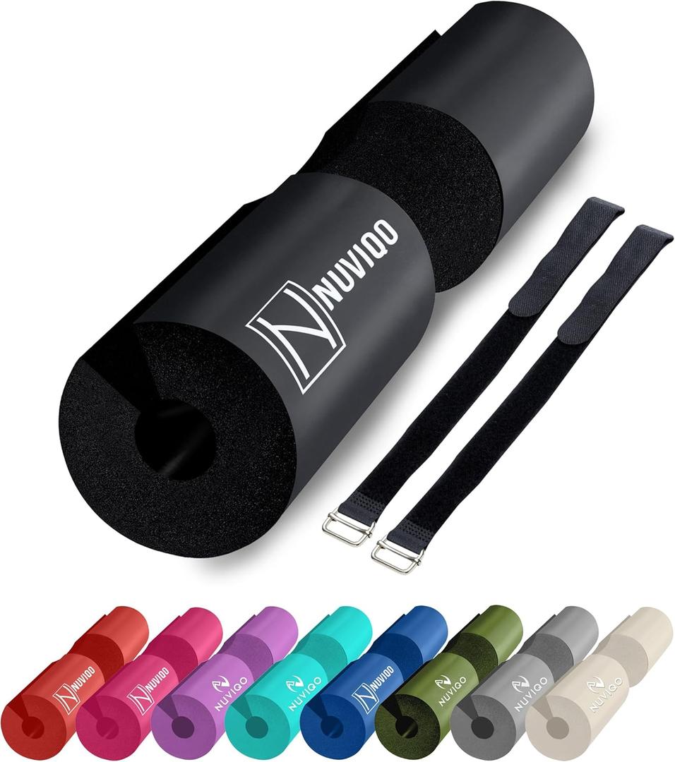 Barbell Pad Squat Pad for Lunges and Squats - Hip Thrust Pad for Standard and Olympic Bars - Provides Cushion to Neck and Shoulders While Training (Black)