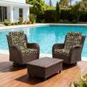LVTXIII Outdoor High Back Chair Cushions 2 Pack, 44"x20"x4" Outdoor Patio Cushion Set with Ties, All Weather Thick Tufted Seat Cushions for Deep Seat & Rocking Chairs, Jacobean Black