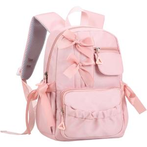 Phaoullzon Toddler Preschool Backpack for Girls - Kids Bow Ballet Dance Bags (Pink)