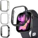 COMMUTER 3 Pack Case with Tempered Glass Compatible for Apple Watch Series 11/10 46mm, Hard PC Screen Protector with Tempered Glass Ultra-Thin Lightweight Scratch-Resistant Cover for iWatch 11/10 (Black/Clear/Starlight)