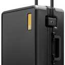 LEVEL8 Zipperless Carry On Suitcase Airline Approved with Aluminum Frame, Hard Shell Luggage with Spinner Wheels, Metal Travel Luggage with Double Tsa Locks, 20 Inch, Black