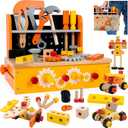 KIDWILL Wooden Tool Bench for Kids, 54-Piece Kids Tool Set with 2-in-1 Workbench & Take-Along Tool Kit, STEM Educational Toy Tools for Kids Ages 3 4 5 6 7 8 Years Old, Boy Toys