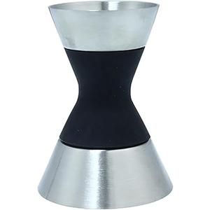 BIRJXVTO Stainless Steel Double-Ended Cocktail Measuring Cup with Silicone Graduation (Silver), Pack Of 2