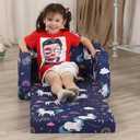 MOMCAYWEX Kids Sofa, 2-in-1 Flip-Out Foam Couch, Foldable Soft Play Lounge Chair, Light Purple