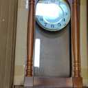 Bedford Clock Collection Classic Chiming Wall Clock with Swinging Pendulum in Cherry Oak Finish, 4.75" L x 11.75" W x 27.50" H