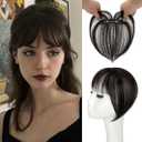 Bangs Hair Clip in Bangs 360°3D Cover Hair Topper Synthetic Hair Pieces for Women Dark Brown Wispy Fake Bangs Toppers for Daily Wear