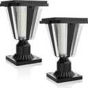 Lovus Solar Post Lights with Pier Mount Base, 6000K Cold White Solar Lamp Post Light IP65 Waterproof, Dusk to Dawn LED Outdoor Column Lights, 400LM Pole Light for Pillar, Garden, Yard, Gate, 2 Pack