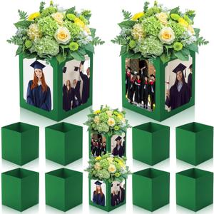 Spiareal 6 Pcs Graduation Table Centerpieces Box 6/7 Inch Picture Centerpieces for Table Photo Props Box Frame Congrats Grad Decorations for Graduation Wedding(Green)