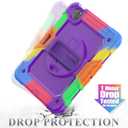 SEYMAC stock Case for iPad Mini 7 (A17 Pro)2024/ Mini 6 8.3'' with Screen Protector Pencil Holder [360 Rotating Hand Strap] &Stand, Drop-Proof Case for iPad Mini 7th/6th Generation 8.3"Purple+Colorful