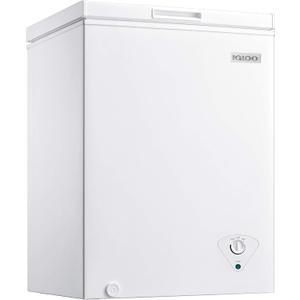 Igloo 5.0 Cu. Ft. Chest Freezer With Removable Basket, Free-Standing Door Temperature Ranges From -10 to 10 F, Front Defrost Water Drain, Perfect for Homes, Garages, Basements, RVs, White
