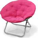 Urban Lifestyle Microsuede Saucer Chair for Adults,Pink, Cozy Folding Accent Chair for Bedroom, Dorm, or Lounge