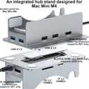 Reborn Mac mini M4 Dock & Stand with NVMe SSD Enclosure, Mac Mini M4 Hub with 4K60Hz HDMI, 4K60Hz DP, 5G USB A*2, USB A 2.0*2, TF/SD Card Reader 9-in-1 USB Hub for Mac mini M4,Mac mini M4 Pro - Silver