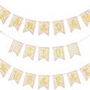 Menkxi 3 Pcs Eid Ramadan Mubarak Banner Wooden Ramadan Mubarak Decoration Rustic Bead Decorations Banner Muslim Party Decor Supplies for Home Fireplace Indoor Outdoor (Large,Gold Letters)