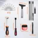 Tallew 12 Pcs Floor Scraper Tool 52" Long with Plastic Scraper Set, Non Scratch Razor Blade for Floor Cleaning, Label Glue Paint Removal(Bright Color)