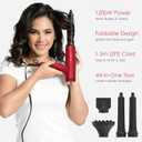 TOME Dual Voltage Travel Hair Dryer, Foldable Blow Dryer, DC Motor, 1200W Fast Drying, Cool Shot, 3 Heat 3 Speed, Nozzle, Diffuser, Air-Powered Wrap Wands, 120–240V Universal Adapter Red