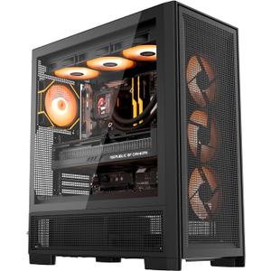 darkFlash AIR NOVA Full Tower E-ATX PC Case, Six-Sided Ventilated Gaming Case, Up to 420mm Radiator, Vertical GPU Mount, Back Connect, Type C, High Airflow, 7 x PWM ARGB Fans Included (Black)