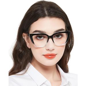 MARE AZZURO Oversized Reading Glasses Women Large Cat Eye Readers  (Black+clear 1.5 )