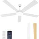 60 Inch Ceiling Fans with Lights and Remote/App Control | Quiet Reversible DC Motor, 3CCT, Dimmable, 6 Speeds, Timmer, White Ceiling Fan for Living Room/BedroomIndoor/Outdoor/Patios