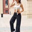 Laite Hebe Wide Leg Pants for Women Loose Yoga Pants with Pockets Petite/Regular/Tall Stretch Casual Lounge Pants (Black, S)