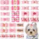 Yxiang 24PCS Dog Hair Bows, Pink Cute Dog Hair Bows Yorkie Puppy Bows with Rubber Band Pet Grooming Bows Colored Polka Dot Dog Hair Accessories for Small Dogs