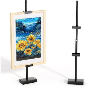 Tabletop Picture Frame Stand, Adjustable for Frames Up to 29" H, Frame Holder Stand Table Easels for Display, Metal Standing Easel Display Stand for Picture Frames, Artwork, Canvas (Black)