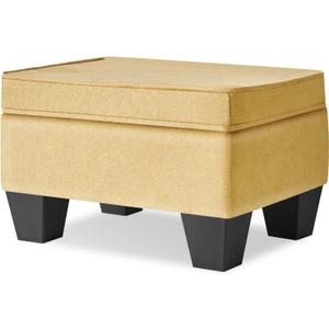 IBUYKE 10 Inch Small Foot Stool Ottoman, Rectangle Linen Foot Rest with Padded Seat and Plastic Legs, Modern Ottoman for Living Room, Bedroom, Entryway, Couch - Ginger WBD008JH