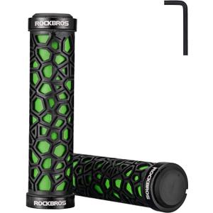 ROCKBROS Bike Handlebar Grips Double Lock-on Bike Grips Non-Slip Bicycle Handlebar Grips for MTB, BMX, Scooters, Folding Bikes 22.2mm (A3 - Green)