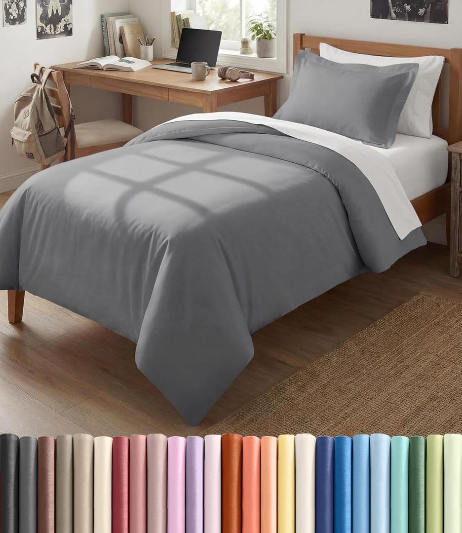 Duvet Cover Twin/Twin XL Size Set - Extra Soft Twin/Twin XL Duvet Cover 68" x 90" with 1 Pillow Sham - Hotel Luxury, Easy Care, Fade Free w/ Zipper Closures & Ties - Comfy & Breathable (Steel Blue) (06 - Steel Blue (No Comforter))