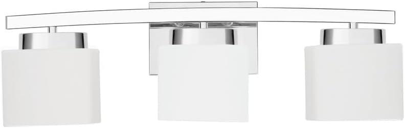 3-Light Bathroom Light Fixture Over Mirror, Modern Chrome Vanity Fixture with Milky Glass Shade, 23 inches Bath Light for Bath Vanity Lighting