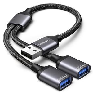 USB Splitter 1 in 2 Out, USB Splitter Cable, Double Dual Port Adapter for Charging, Power and Data, 2 Port HUB for Laptop, PC, Smart TV, Desktop Computer, Mac, PS5, PS4, Xbox, Keyboard, Mouse
