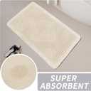 Non Slip Bath Mats for Bathroom Soft Absorbent Boho Bathroom Rugs with Tassels Waffle Bath Mat Machine Washable Ivory White, 1'6" x 3'