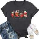 Women Merry Christmas Shirt Xmas Holiday T-Shirt Christmas Tree Cake Shirt (Large, Grey5)