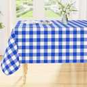 Smiry Rectangle Table Cloth, Waterproof Vinyl Tablecloth with Flannel Backing, Wipeable Buffalo Plaid Table Cover for Picnic, Indoor and Outdoor (Blue & White, 54"x78")