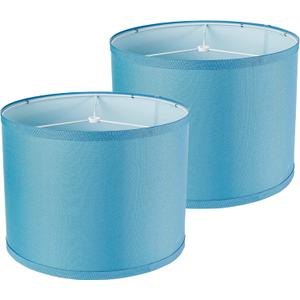 lampshades Set of 2, Drum Lamp Shades Set of 2, Lamp Shades for Table Lamps Easy Assembly Required Lamps Shades Natural Linen Fabric (Blue, 13"x13"x10")
